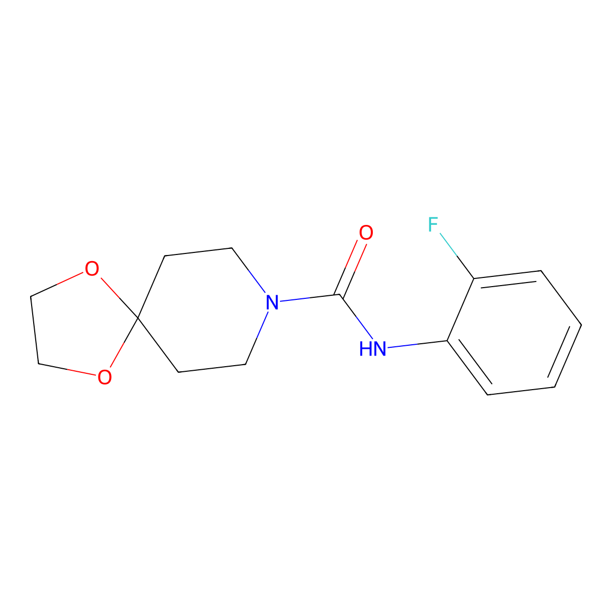 N-(2-fluorophenyl)-1,4-dioxa-8-azaspiro[4.5]decane-8-carboxamide molecular structure, CAS 853750-81-9