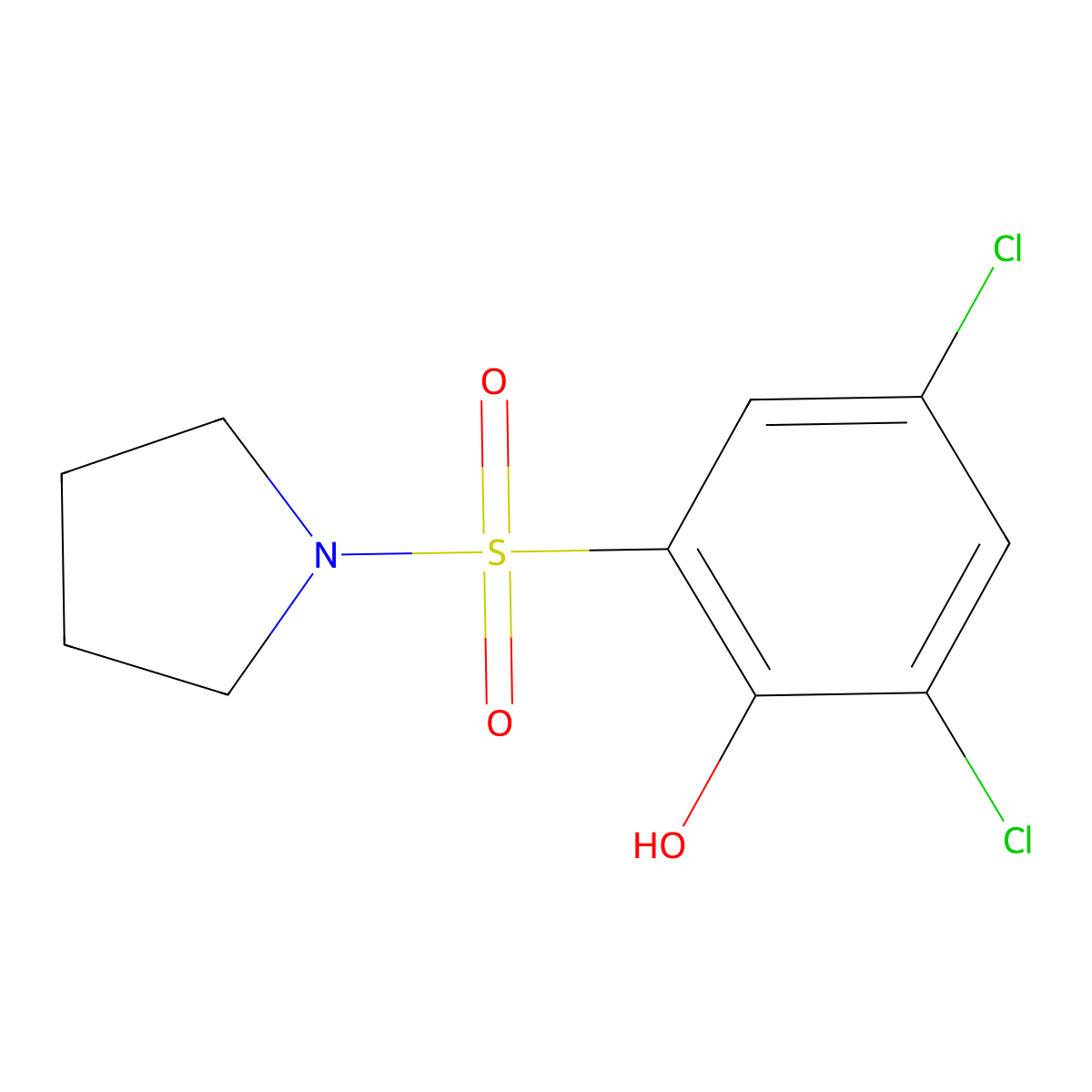 2,4-Dichloro-6-(pyrrolidin-1-ylsulfonyl)phenol molecular structure, CAS 853751-11-8