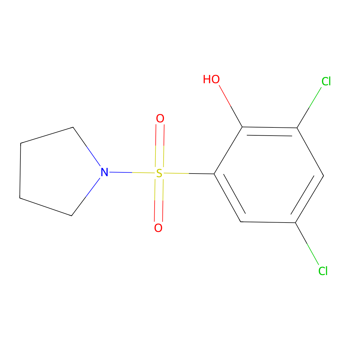 2,4-Dichloro-6-(pyrrolidin-1-ylsulfonyl)phenol molecular structure, CAS 853751-11-8