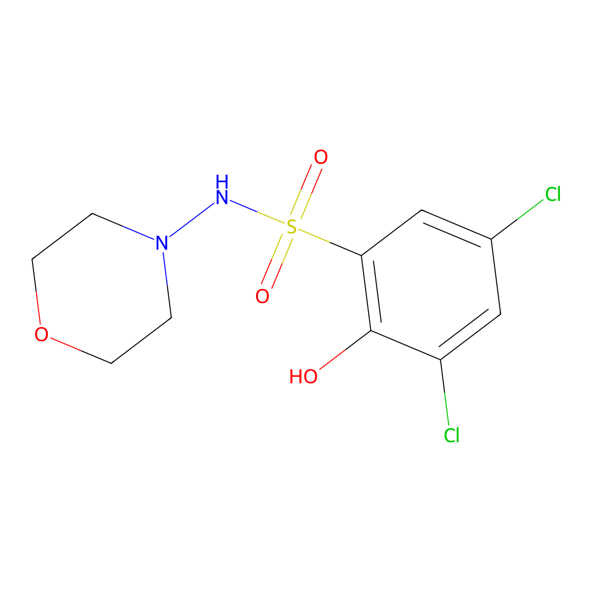 3,5-dichloro-2-hydroxy-N-(4-morpholinyl)benzenesulfonamide molecular structure, CAS 853751-16-3