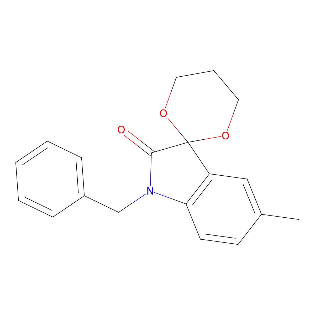 1'-Benzyl-5'-methylspiro[1,3-dioxane-2,3'-indole]-2'-one molecular structure, CAS 853751-58-3