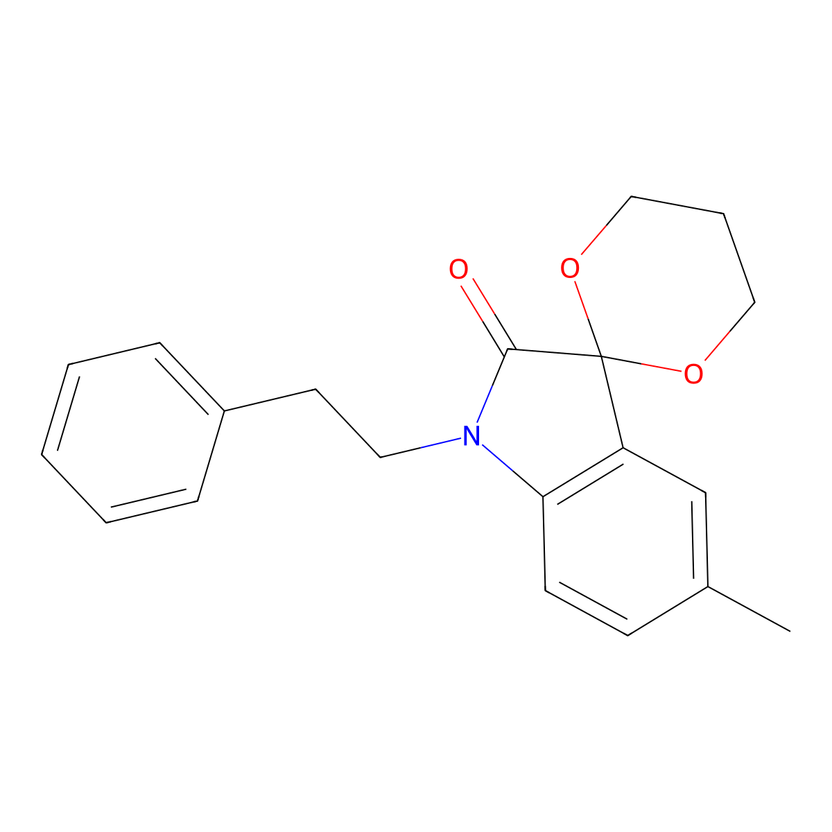 5'-Methyl-1'-phenethylspiro[[1,3]dioxane-2,3'-indolin]-2'-one molecular structure, CAS 853751-63-0