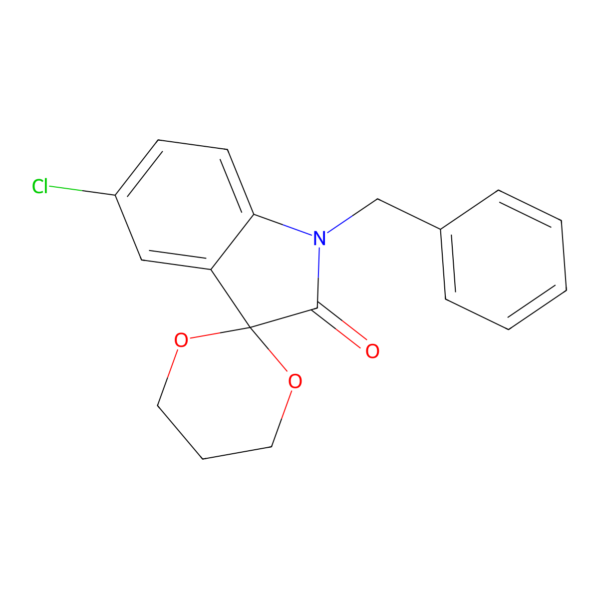 1'-Benzyl-5'-chlorospiro[1,3-dioxane-2,3'-indole]-2'-one molecular structure, CAS 853751-68-5