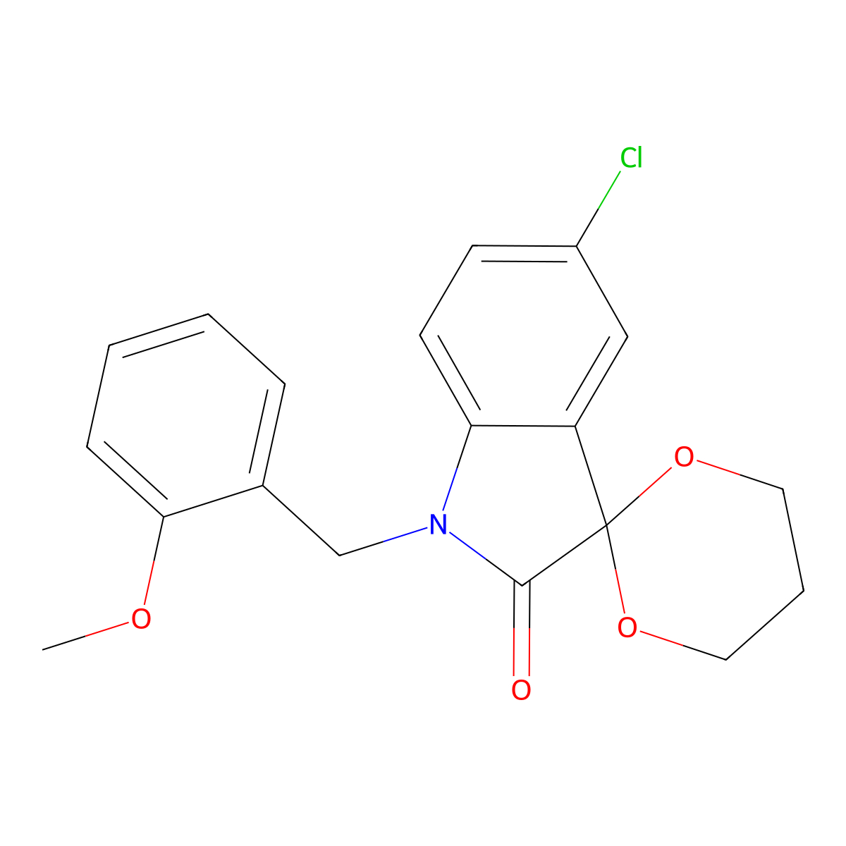 5'-Chloro-1'-(2-methoxybenzyl)spiro[[1,3]dioxane-2,3'-indolin]-2'-one molecular structure, CAS 853751-69-6