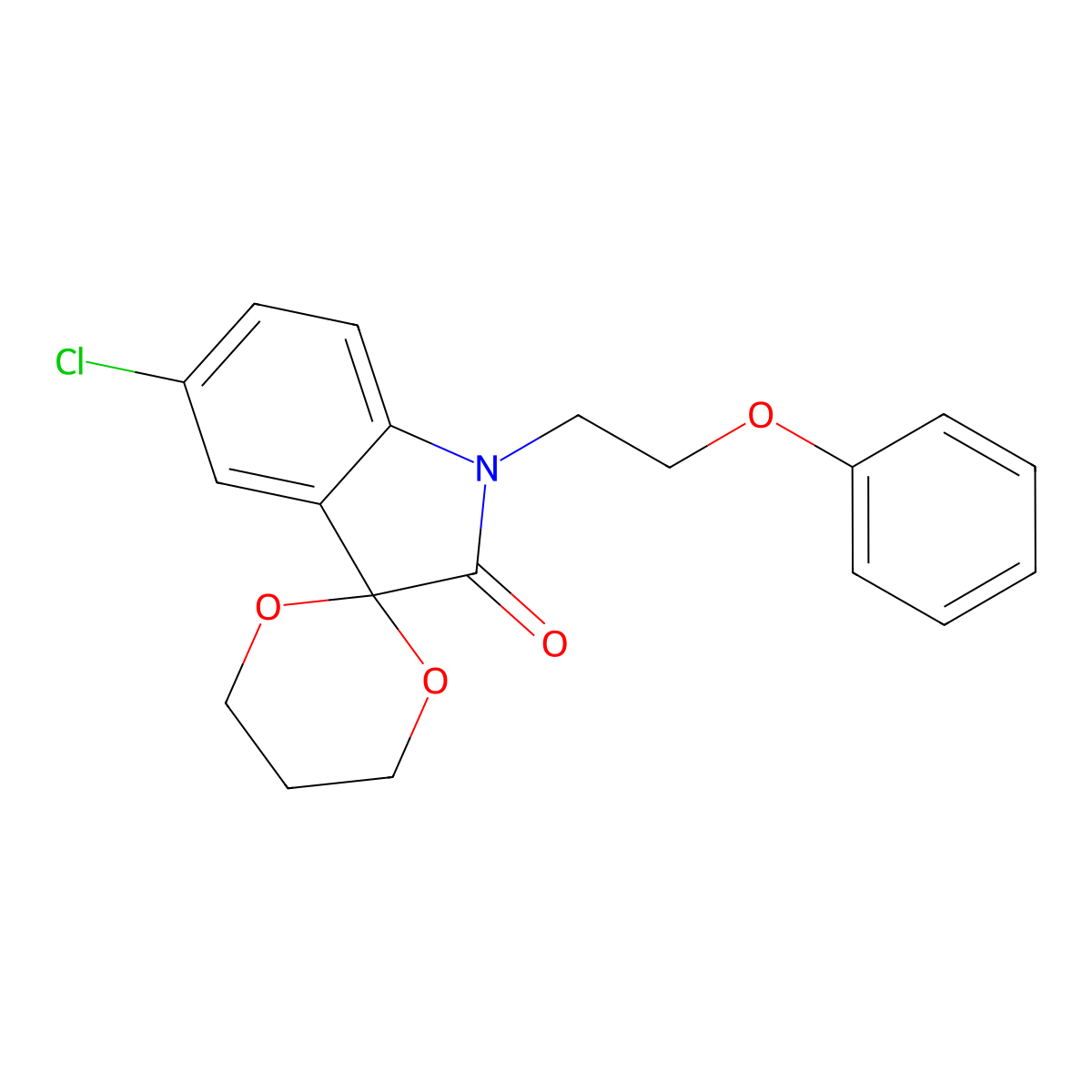 5'-Chloro-1'-(2-phenoxyethyl)spiro[1,3-dioxane-2,3'-indole]-2'-one molecular structure, CAS 853751-72-1