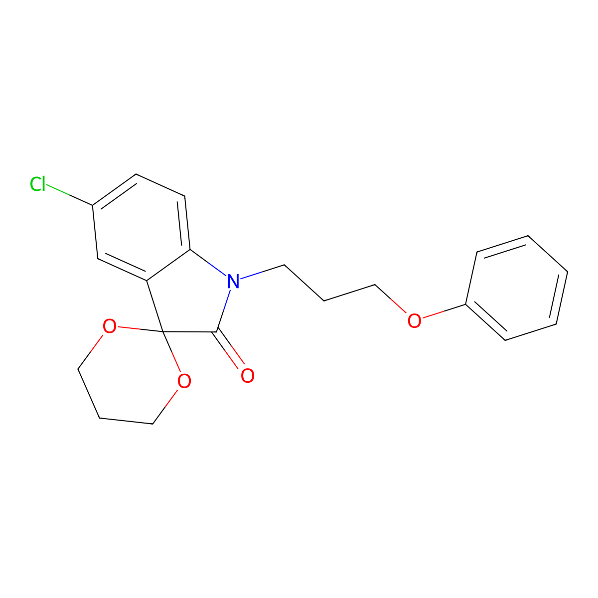 5'-Chloro-1'-(3-phenoxypropyl)spiro[1,3-dioxane-2,3'-indole]-2'-one molecular structure, CAS 853751-73-2