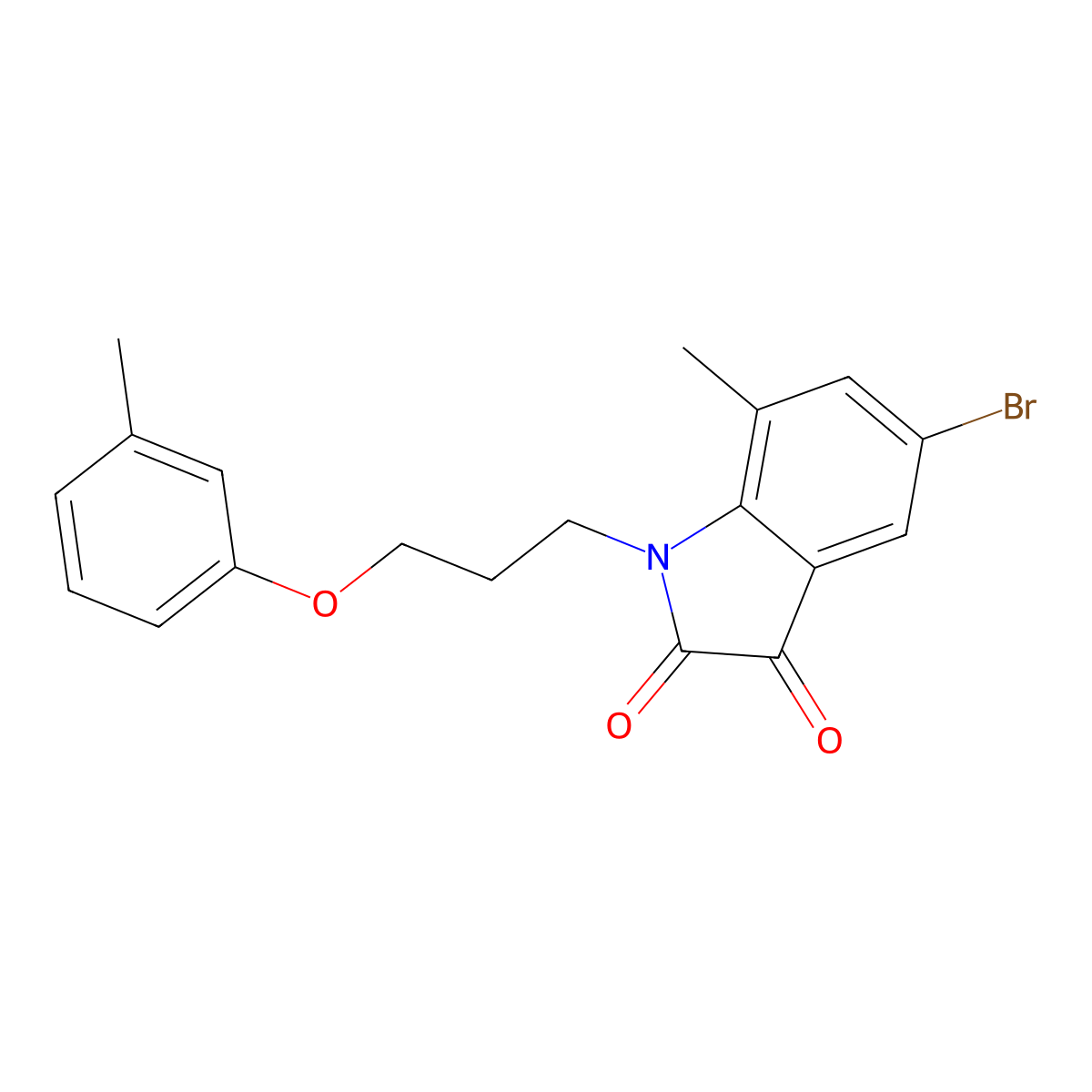 5-Bromo-7-methyl-1-(3-(m-tolyloxy)propyl)indoline-2,3-dione molecular structure, CAS 853751-76-5