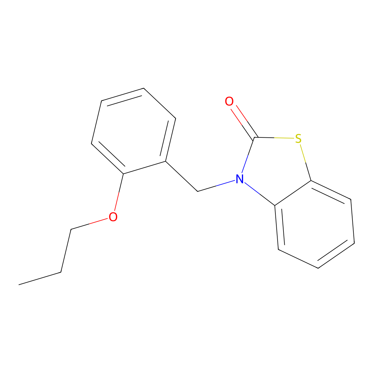 3-[(2-Propoxyphenyl)methyl]-1,3-benzothiazol-2-one molecular structure, CAS 853751-77-6