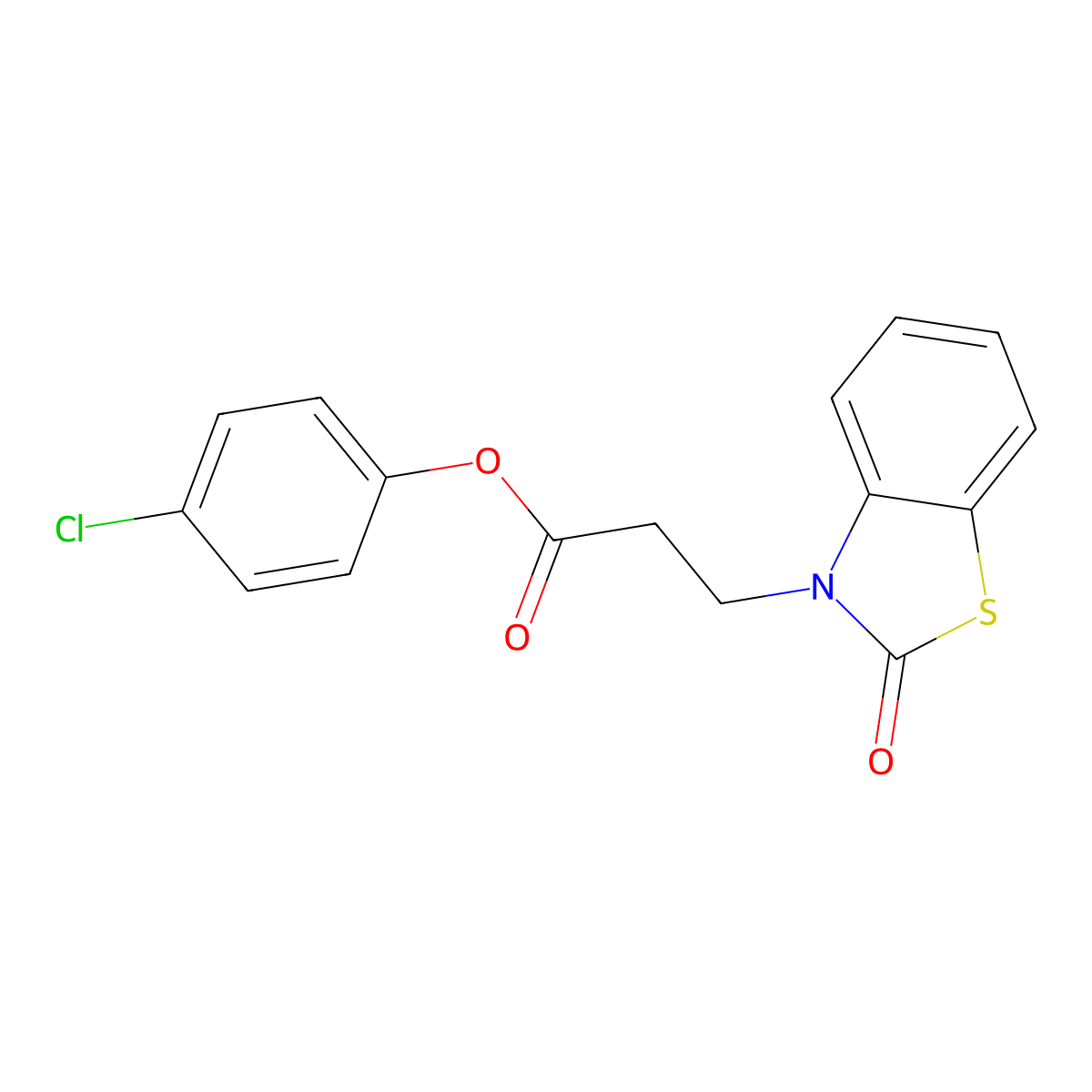 4-chlorophenyl 3-(2-oxobenzo[d]thiazol-3(2H)-yl)propanoate molecular structure, CAS 853751-78-7