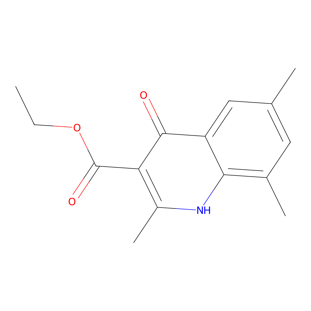 Ethyl 4-hydroxy-2,6,8-trimethylquinoline-3-carboxylate molecular structure, CAS 853751-79-8