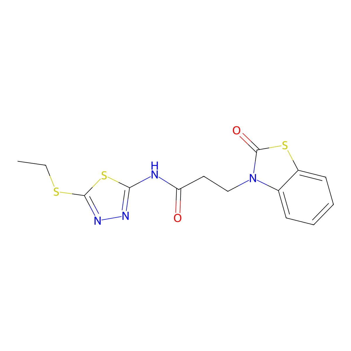 N-[5-(ethylsulfanyl)-1,3,4-thiadiazol-2-yl]-3-(2-oxo-1,3-benzothiazol-3(2H)-yl)propanamide molecular structure, CAS 853751-82-3