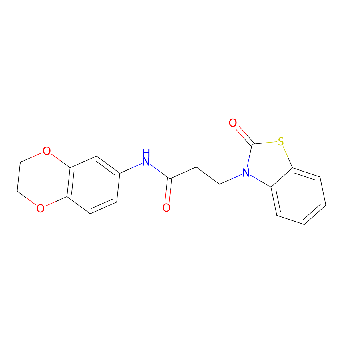 N-(2,3-dihydro-1,4-benzodioxin-6-yl)-3-(2-oxo-1,3-benzothiazol-3(2H)-yl)propanamide molecular structure, CAS 853751-84-5