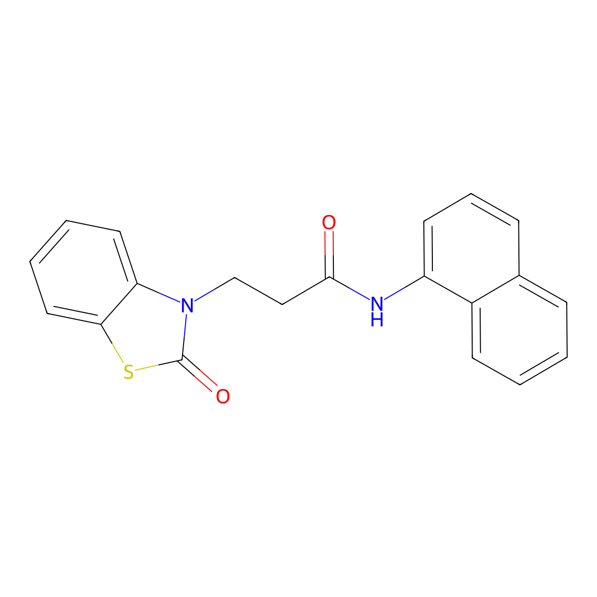 N-naphthalen-1-yl-3-(2-oxo-1,3-benzothiazol-3-yl)propanamide molecular structure, CAS 853751-87-8