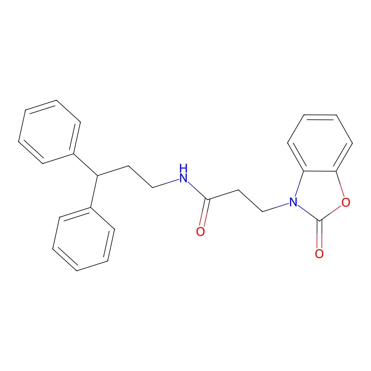 N-(3,3-diphenylpropyl)-3-(2-oxo-1,3-benzoxazol-3-yl)propanamide molecular structure, CAS 853751-89-0