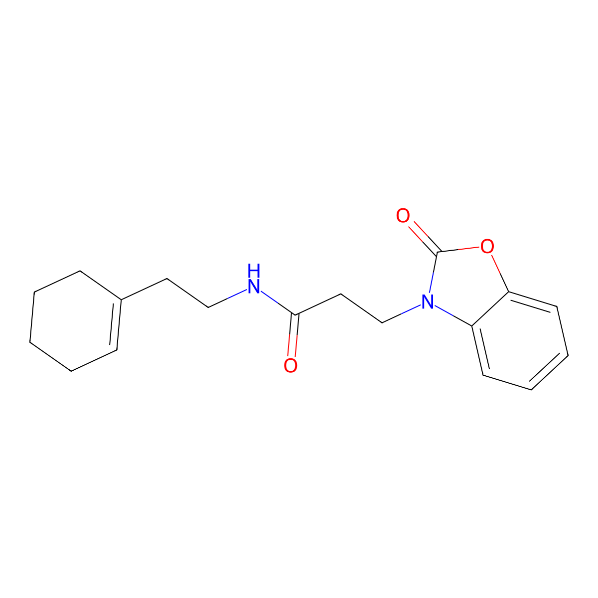 N-[2-(cyclohexen-1-yl)ethyl]-3-(2-oxo-1,3-benzoxazol-3-yl)propanamide molecular structure, CAS 853751-90-3
