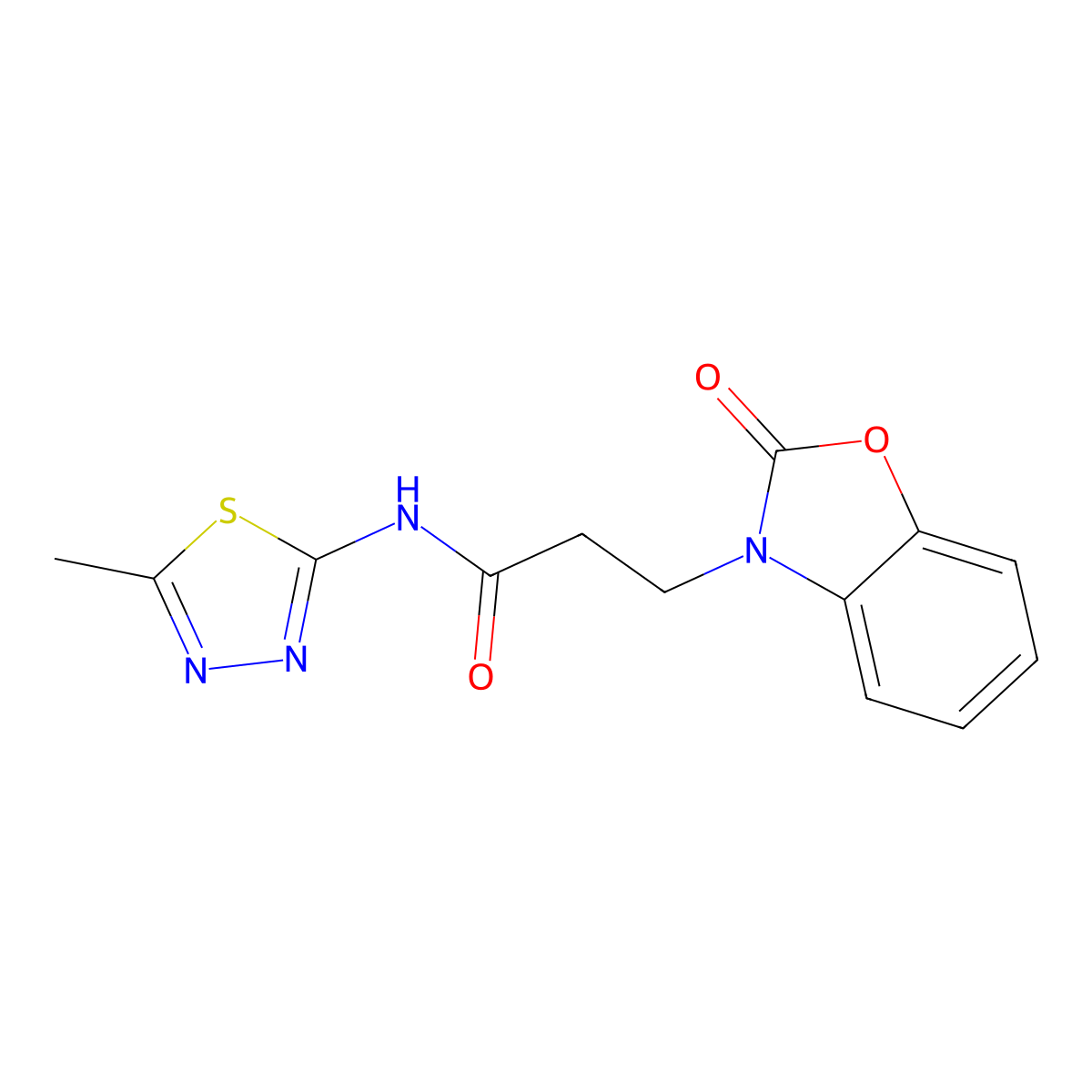 N-(5-Methyl-[1,3,4]thiadiazol-2-yl)-3-(2-oxo-benzooxazol-3-yl)-propionamide molecular structure, CAS 853751-96-9