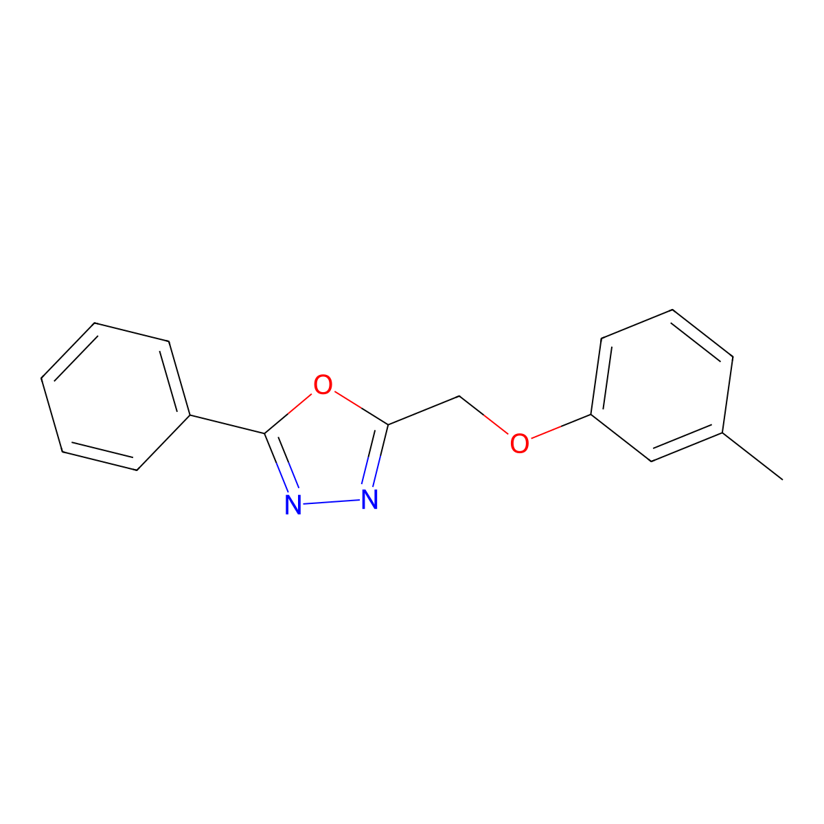 2-[(3-Methylphenoxy)methyl]-5-phenyl-1,3,4-oxadiazole molecular structure, CAS 853752-02-0