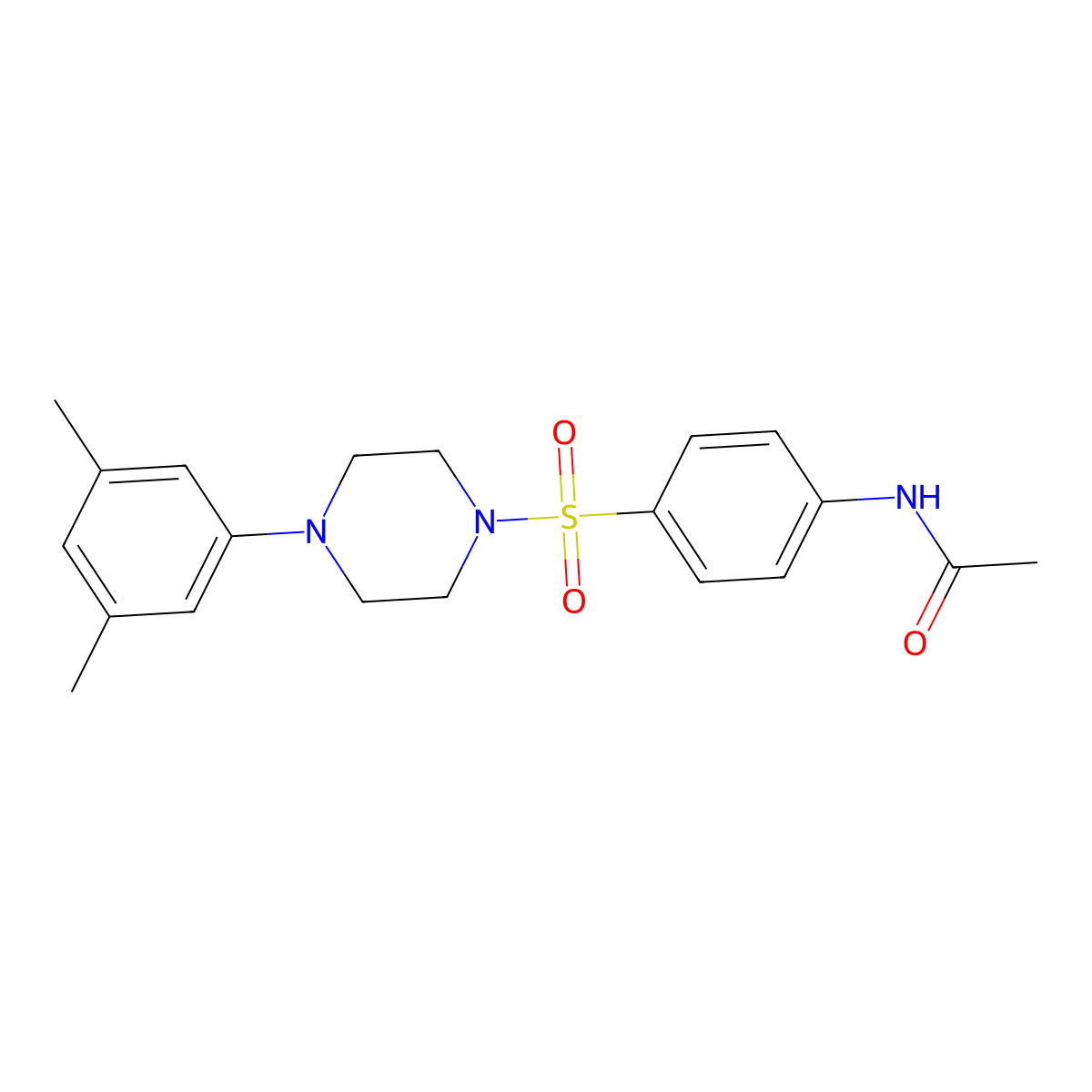 Acetamide, N-[4-[4-(3,5-dimethylphenyl)piperazine-1-sulfonyl]phenyl]- molecular structure, CAS 853752-41-7