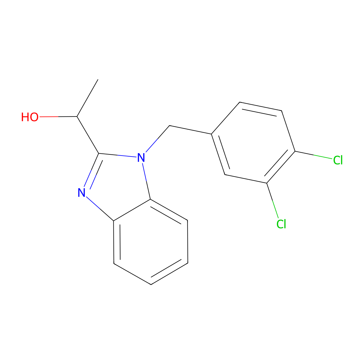 1-(1-(3,4-dichlorobenzyl)-1H-benzo[d]imidazol-2-yl)ethanol molecular structure, CAS 853752-47-3