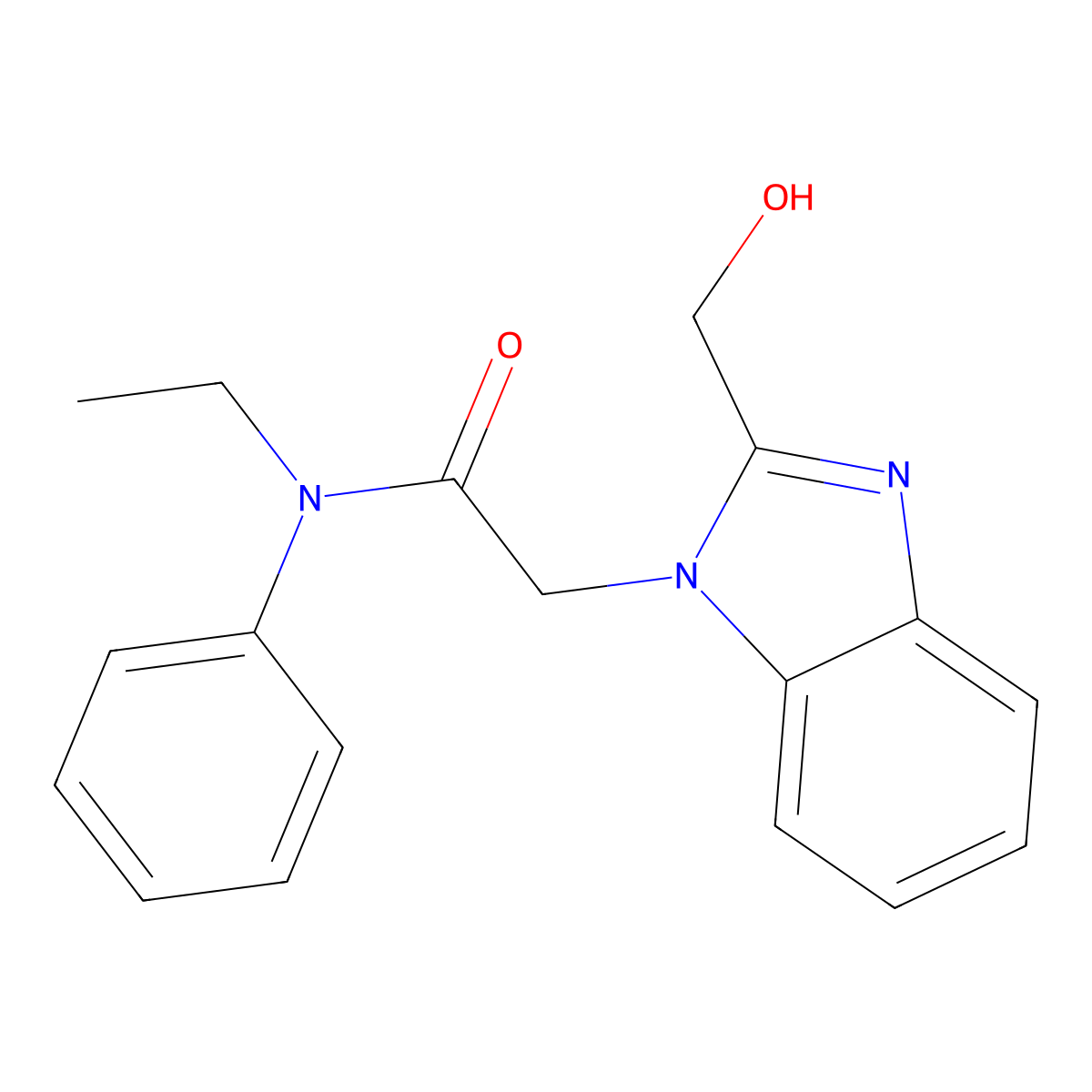 N-ethyl-2-[2-(hydroxymethyl)benzimidazolyl]-N-phenylacetamide molecular structure, CAS 853752-48-4