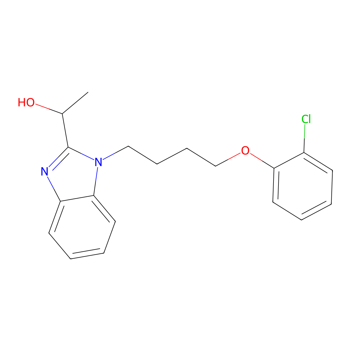 1-(1-(4-(2-chlorophenoxy)butyl)-1H-benzo[d]imidazol-2-yl)ethanol molecular structure, CAS 853752-53-1