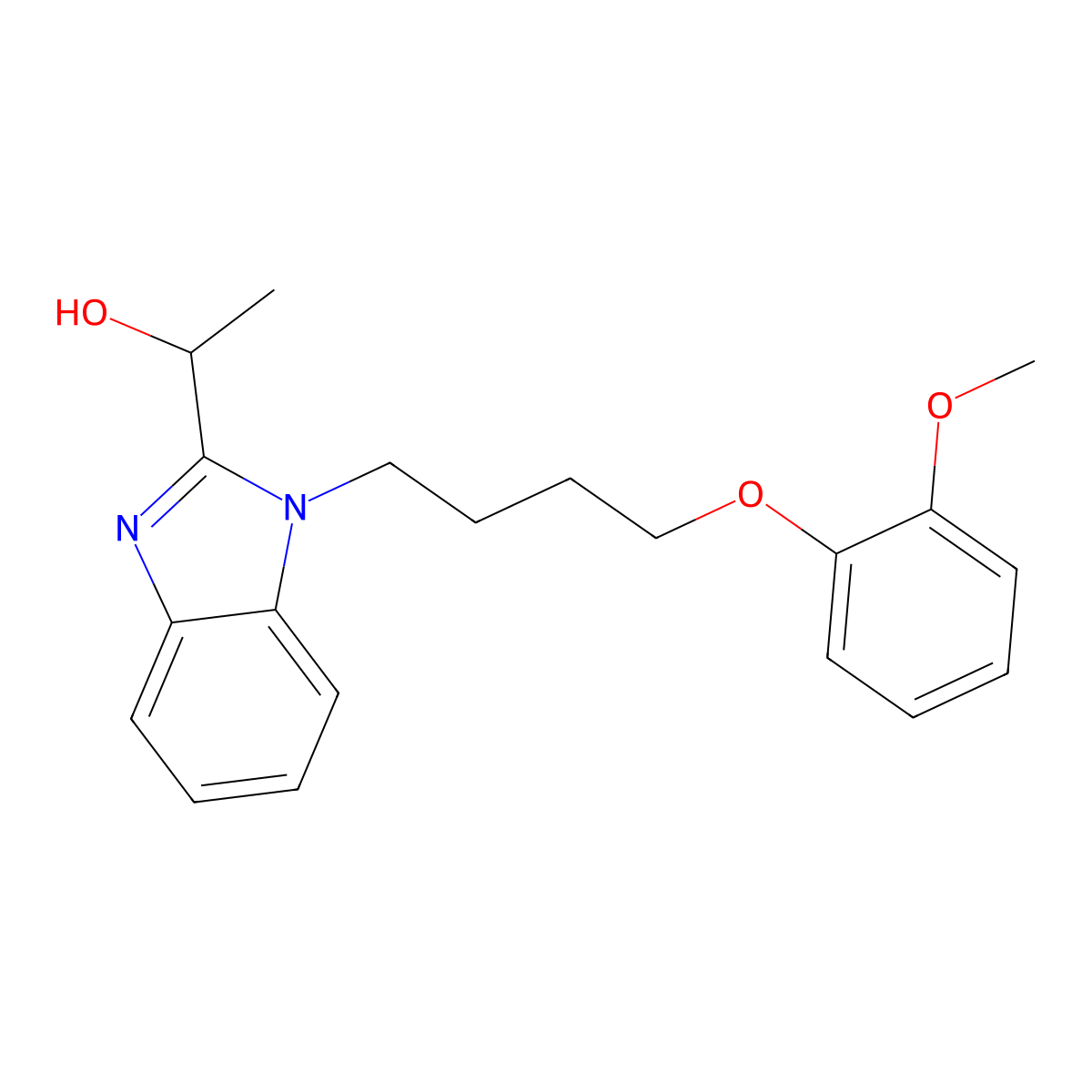 1-[1-[4-(2-Methoxyphenoxy)butyl]benzimidazol-2-yl]ethanol molecular structure, CAS 853752-54-2