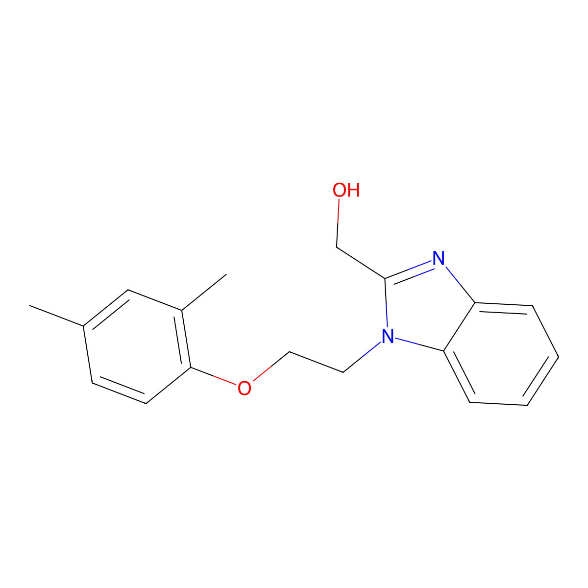 (1-(2-(2,4-dimethylphenoxy)ethyl)-1H-benzo[d]imidazol-2-yl)methanol molecular structure, CAS 853752-62-2