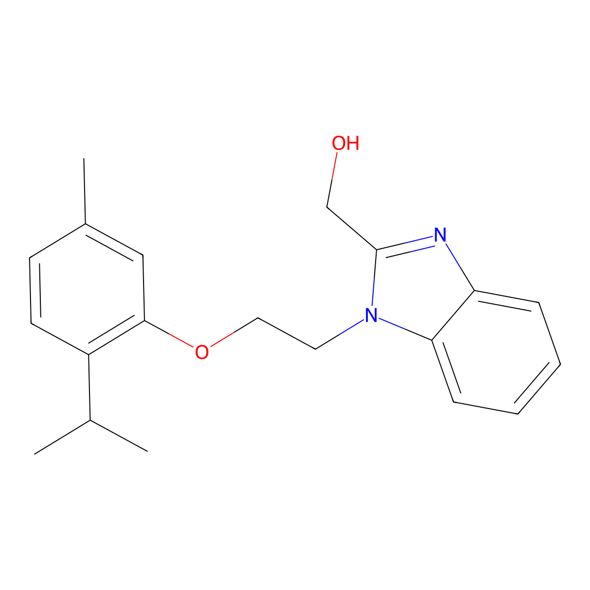 1-(2-(5-Methyl-2-(1-methylethyl)phenoxy)ethyl)-1H-benzimidazole-2-methanol molecular structure, CAS 853752-65-5