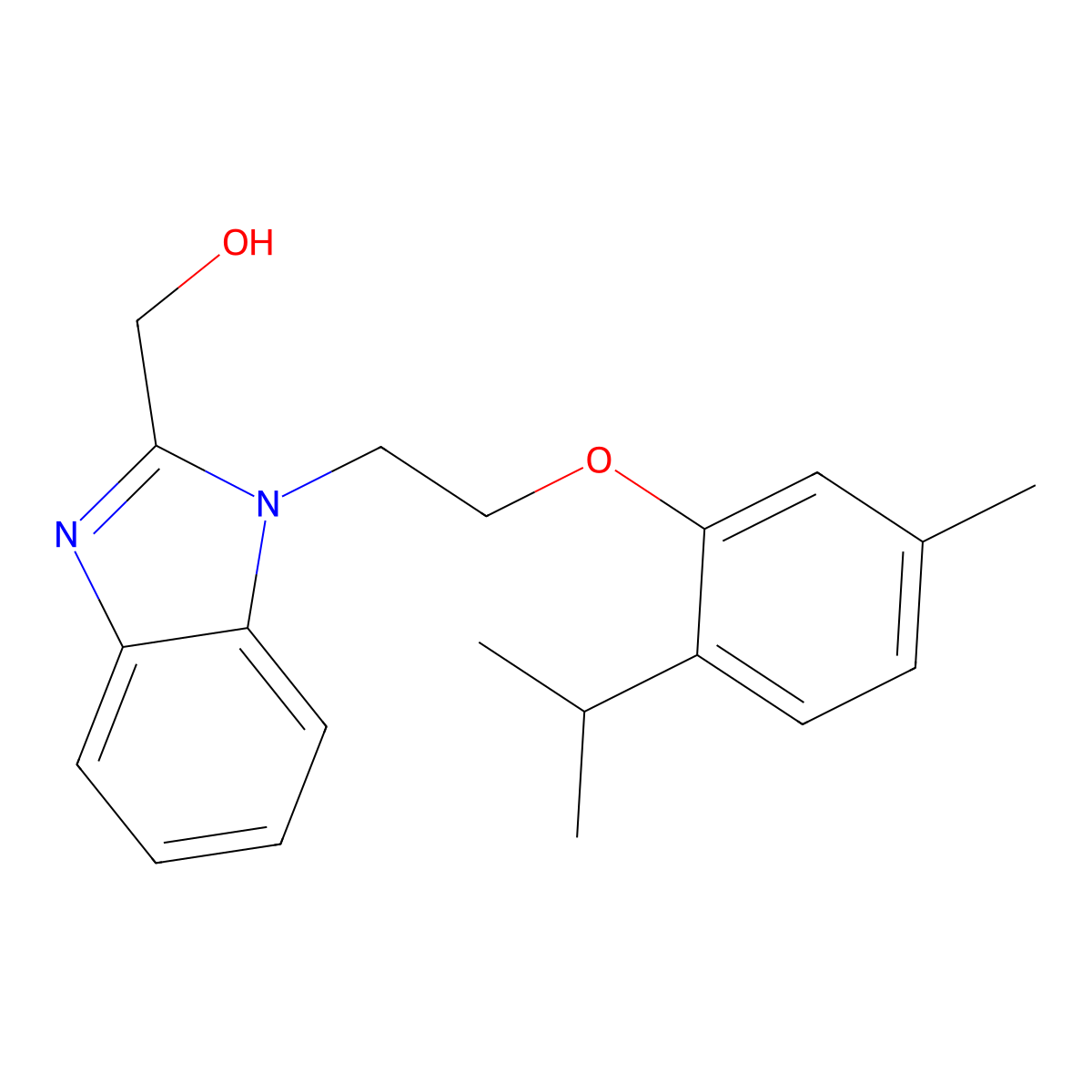 1-(2-(5-Methyl-2-(1-methylethyl)phenoxy)ethyl)-1H-benzimidazole-2-methanol molecular structure, CAS 853752-65-5