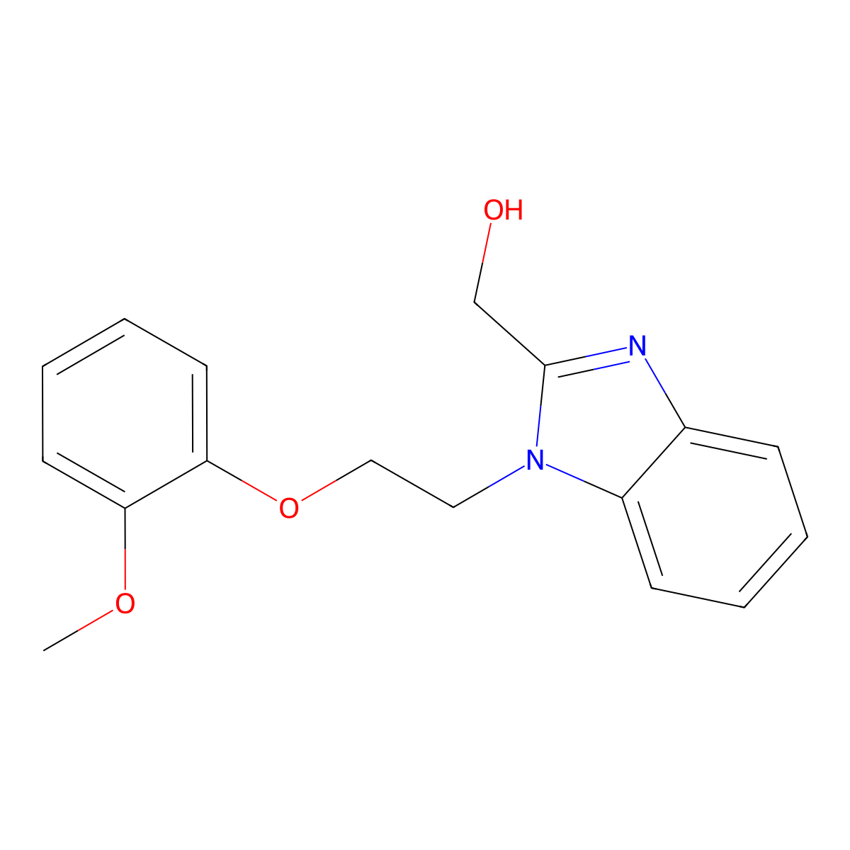 (1-(2-(2-methoxyphenoxy)ethyl)-1H-benzo[d]imidazol-2-yl)methanol molecular structure, CAS 853752-66-6