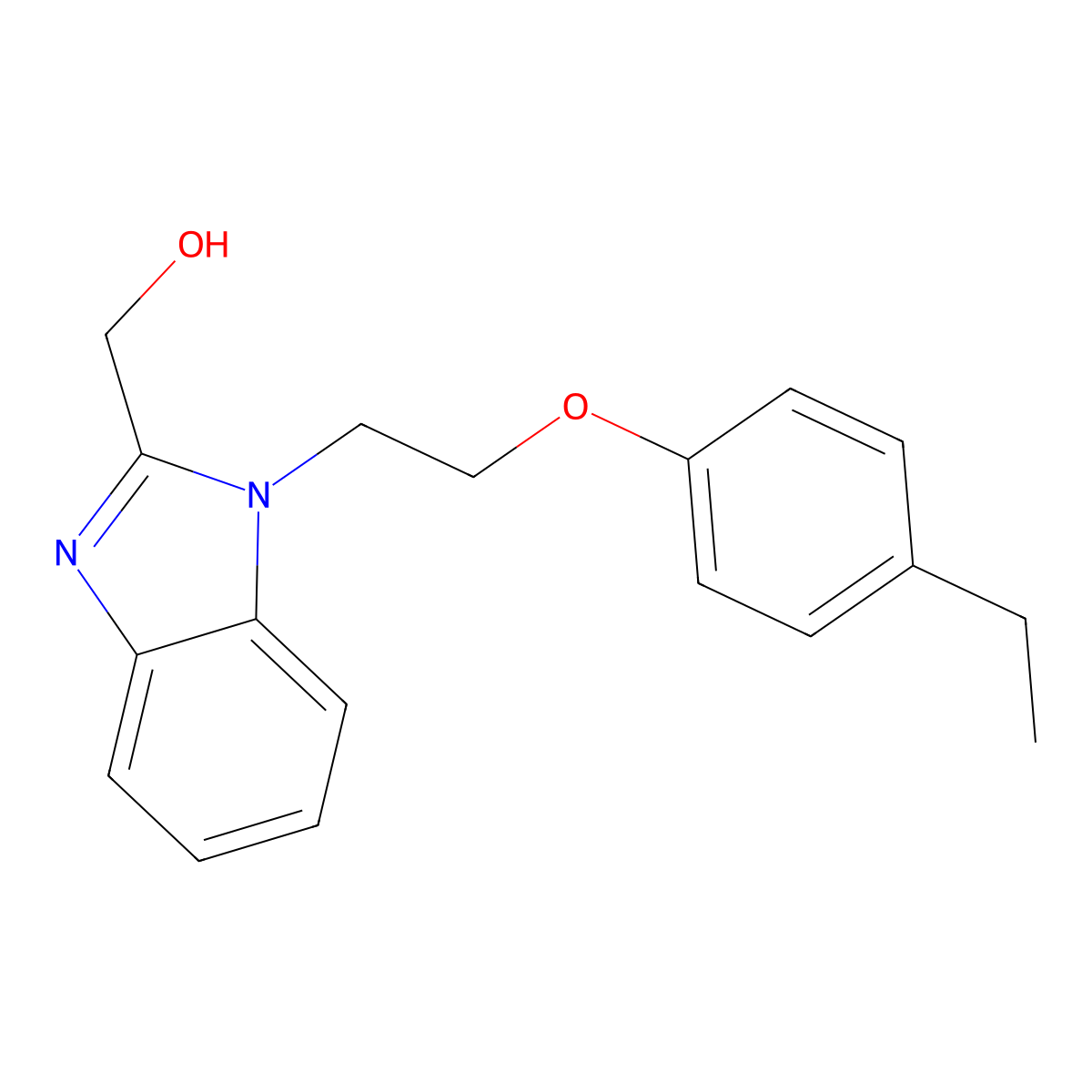 (1-(2-(4-Ethylphenoxy)ethyl)-1H-benzimidazol-2-YL)methanol molecular structure, CAS 853752-69-9