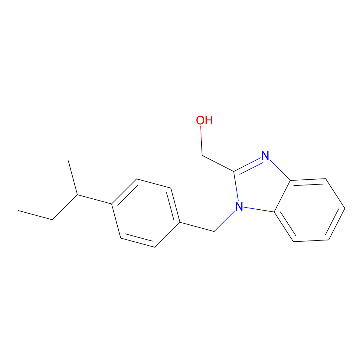 (1-(4-(sec-butyl)benzyl)-1H-benzo[d]imidazol-2-yl)methanol molecular structure, CAS 853752-72-4