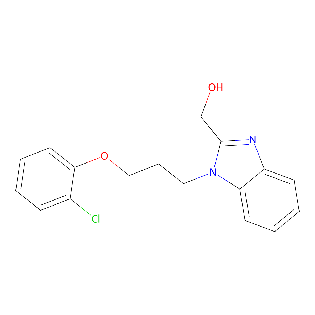 {1-[3-(2-chlorophenoxy)propyl]-1H-benzimidazol-2-yl}methanol molecular structure, CAS 853752-77-9
