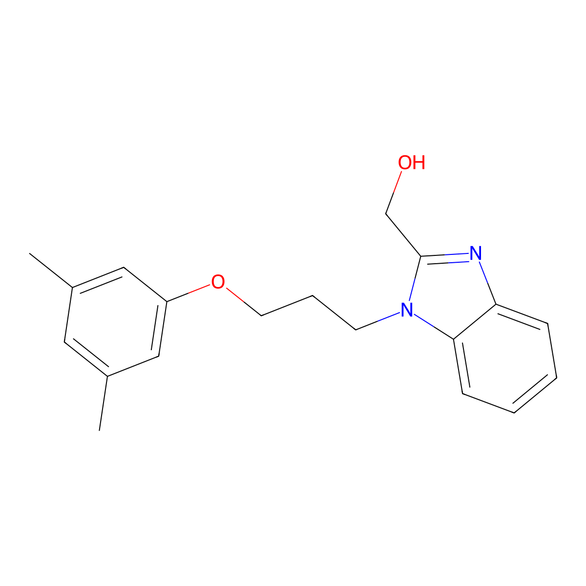 (1-(3-(3,5-dimethylphenoxy)propyl)-1H-benzo[d]imidazol-2-yl)methanol molecular structure, CAS 853752-78-0