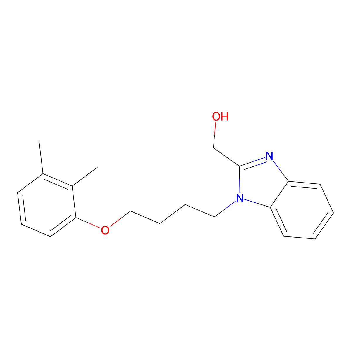 (1-(4-(2,3-dimethylphenoxy)butyl)-1H-benzo[d]imidazol-2-yl)methanol molecular structure, CAS 853752-83-7