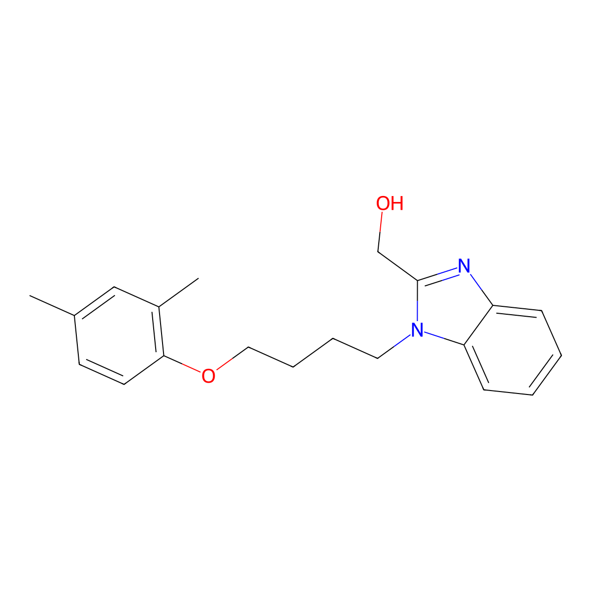 {1-[4-(2,4-dimethylphenoxy)butyl]-1H-benzimidazol-2-yl}methanol molecular structure, CAS 853752-84-8