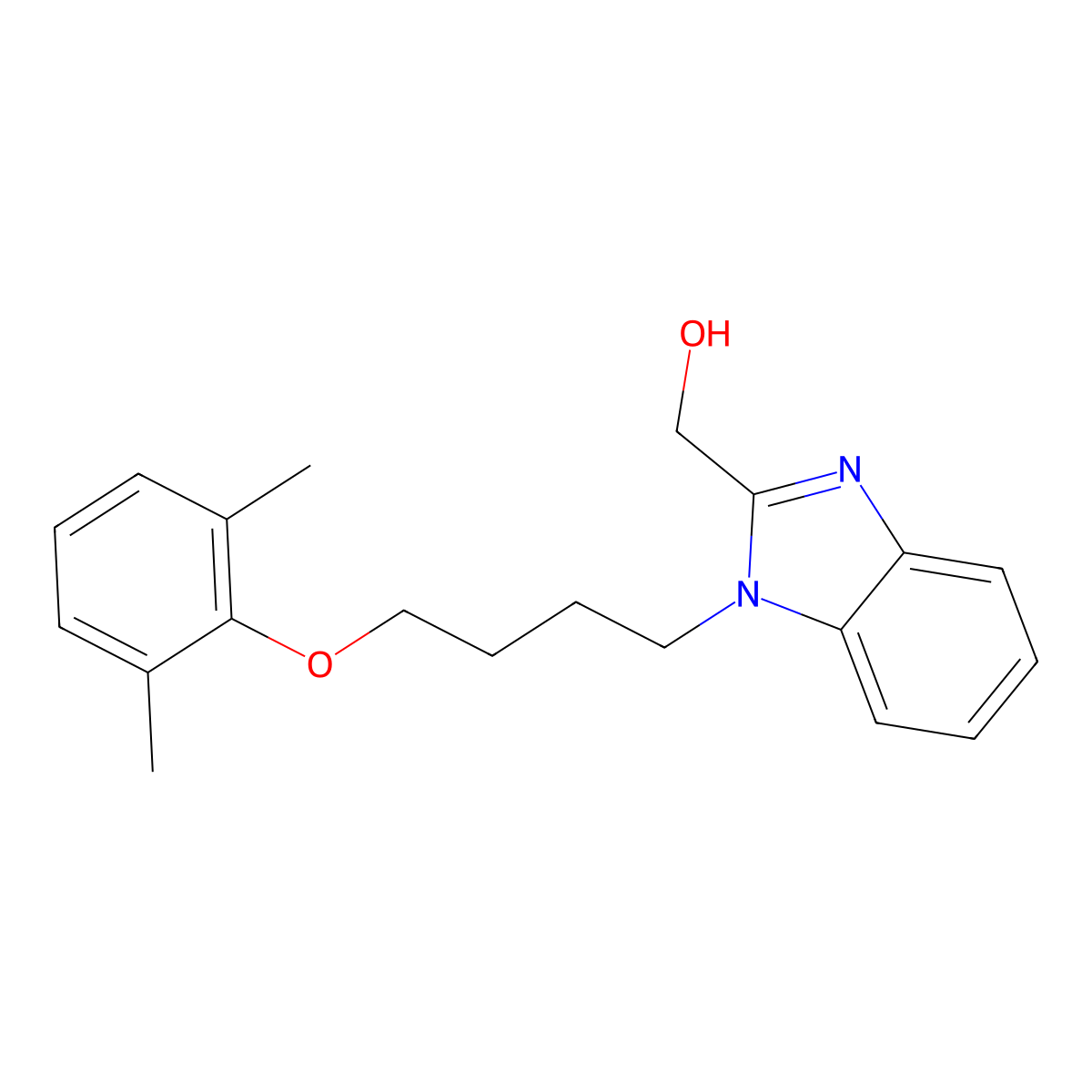 {1-[4-(2,6-dimethylphenoxy)butyl]-1H-benzimidazol-2-yl}methanol molecular structure, CAS 853752-85-9