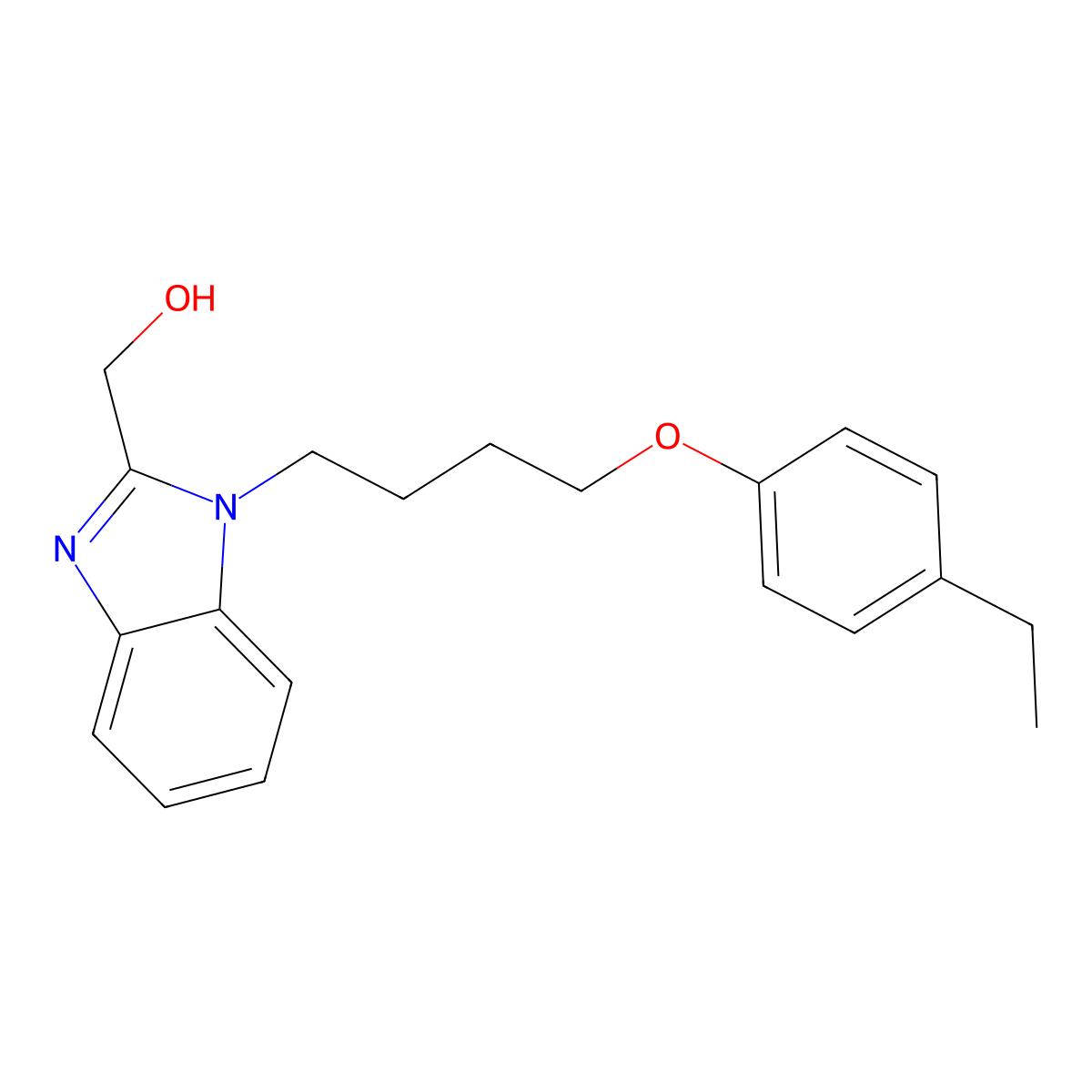 (1-(4-(4-ethylphenoxy)butyl)-1H-benzo[d]imidazol-2-yl)methanol molecular structure, CAS 853752-94-0