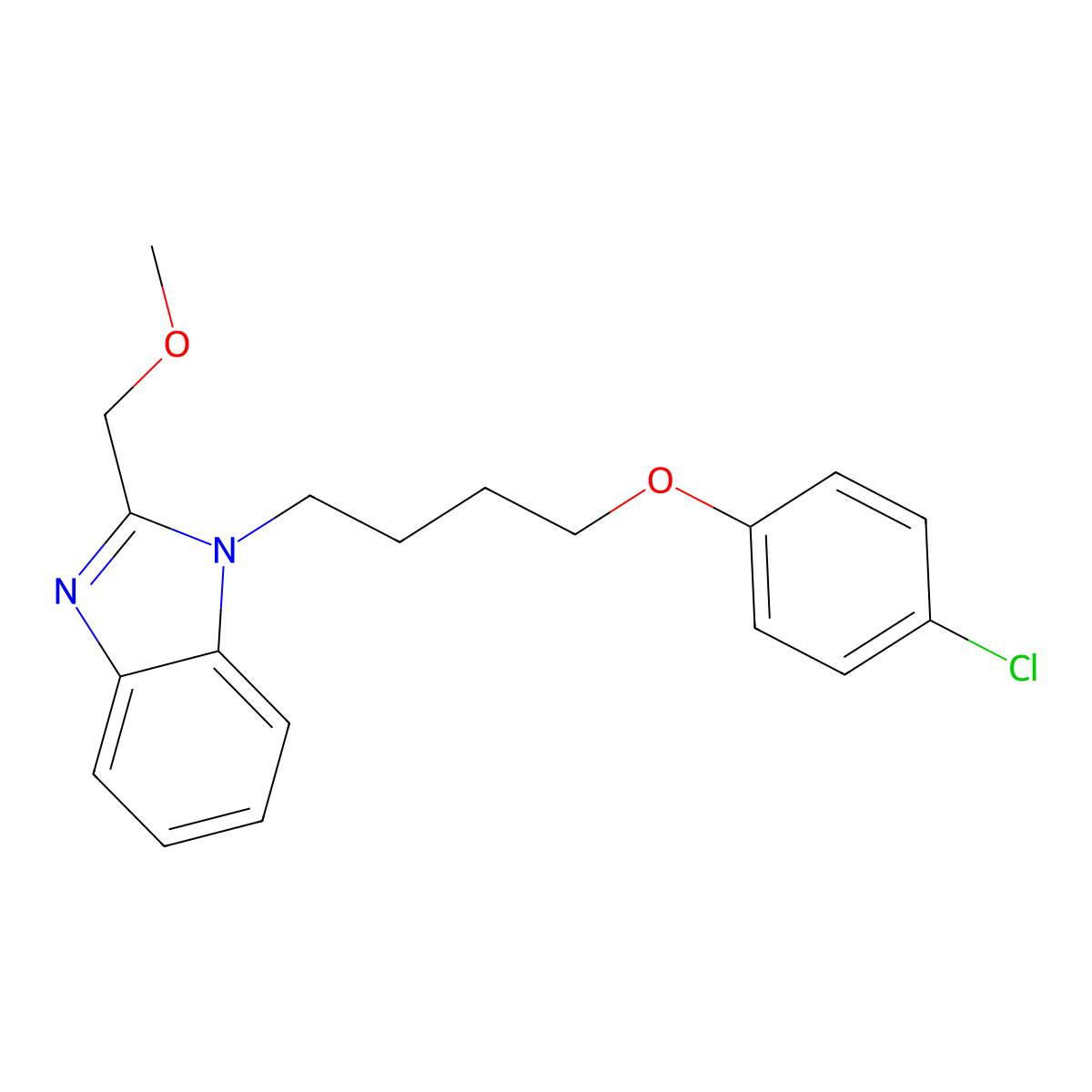 1-[4-(4-chlorophenoxy)butyl]-2-(methoxymethyl)-1H-benzimidazole molecular structure, CAS 853752-96-2