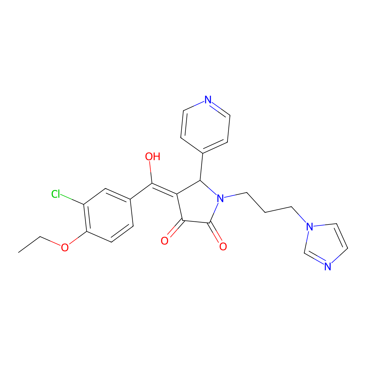 4-(3-chloro-4-ethoxybenzoyl)-3-hydroxy-1-[3-(1H-imidazol-1-yl)propyl]-5-(pyridin-4-yl)-2,5-dihydro-1H-pyrrol-2-one molecular structure, CAS 853753-26-1