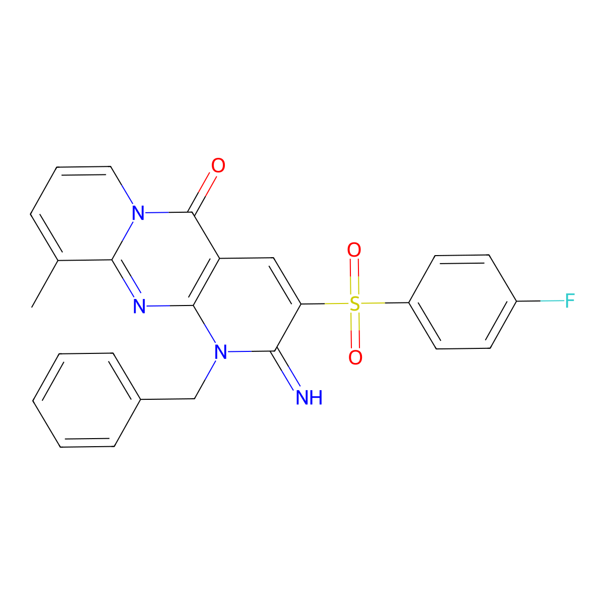 3-[(4-Fluorophenyl)sulfonyl]-2-imino-10-methyl-1-benzyl-1,6-dihydropyridino[2, 3-d]pyridino[1,2-a]pyrimidin-5-one molecular structure, CAS 853753-31-8