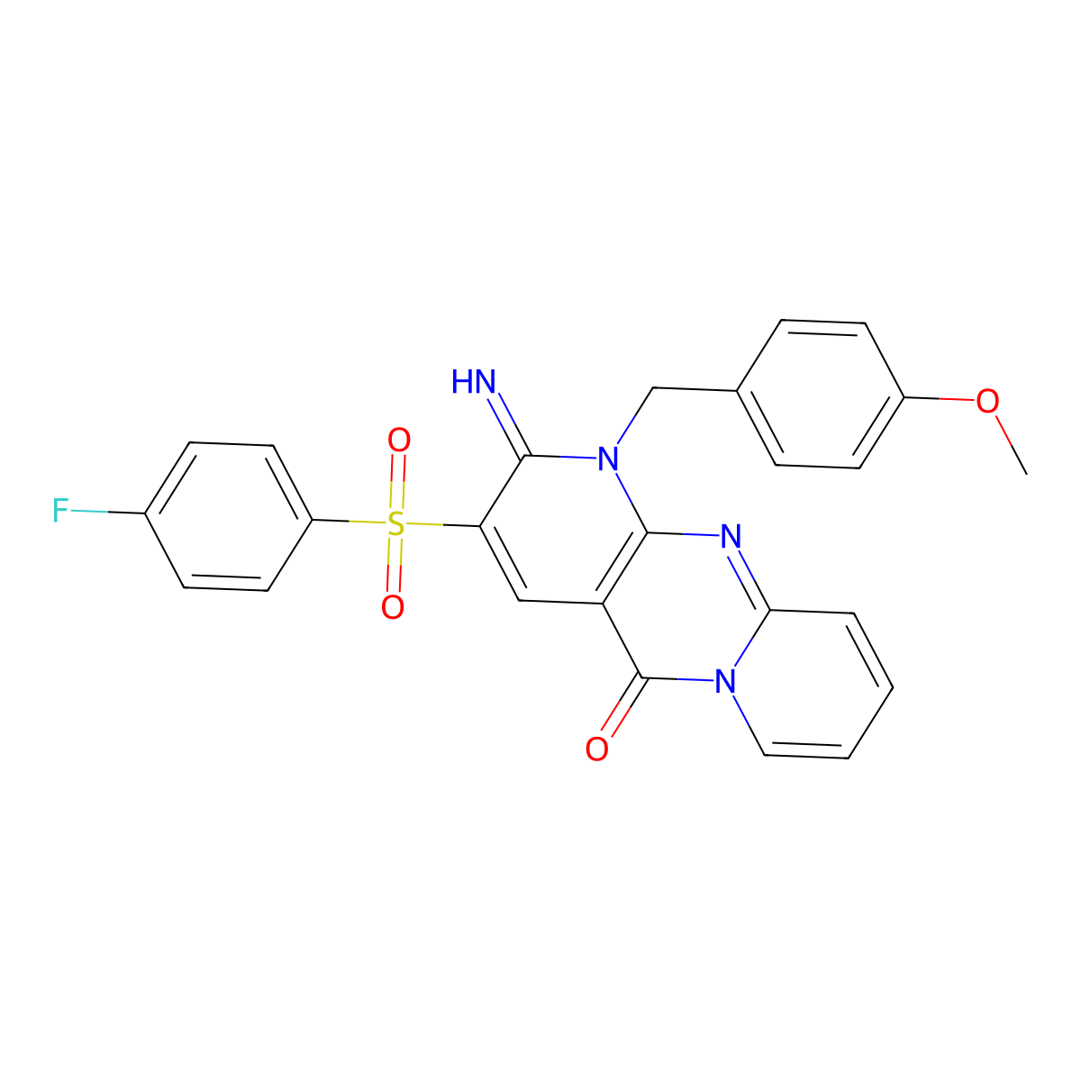 3-[(4-Fluorophenyl)sulfonyl]-2-imino-1-[(4-methoxyphenyl)methyl]-1,6-dihydropy ridino[1,2-a]pyridino[2,3-d]pyrimidin-5-one molecular structure, CAS 853753-33-0