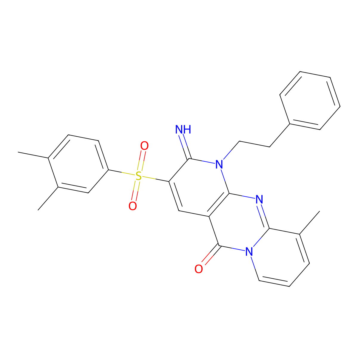 3-[(3,4-Dimethylphenyl)sulfonyl]-2-imino-10-methyl-1-(2-phenylethyl)-1,6-dihyd ropyridino[2,3-d]pyridino[1,2-a]pyrimidin-5-one molecular structure, CAS 853753-74-9
