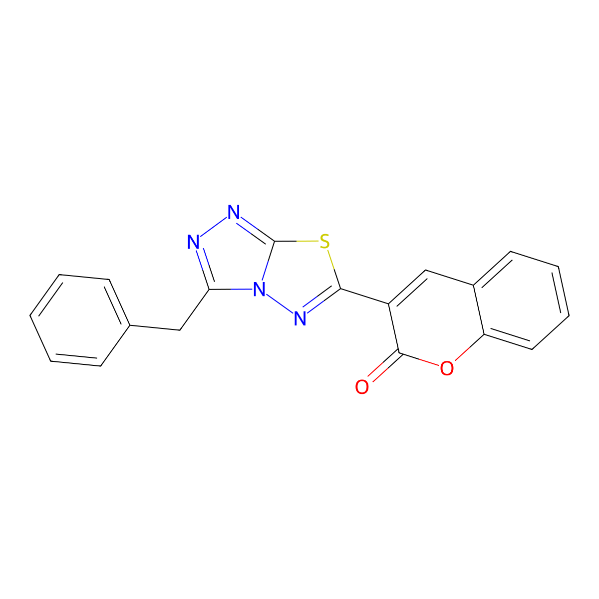 3-(3-benzyl-[1,2,4]triazolo[3,4-b][1,3,4]thiadiazol-6-yl)-2H-chromen-2-one molecular structure, CAS 853753-92-1