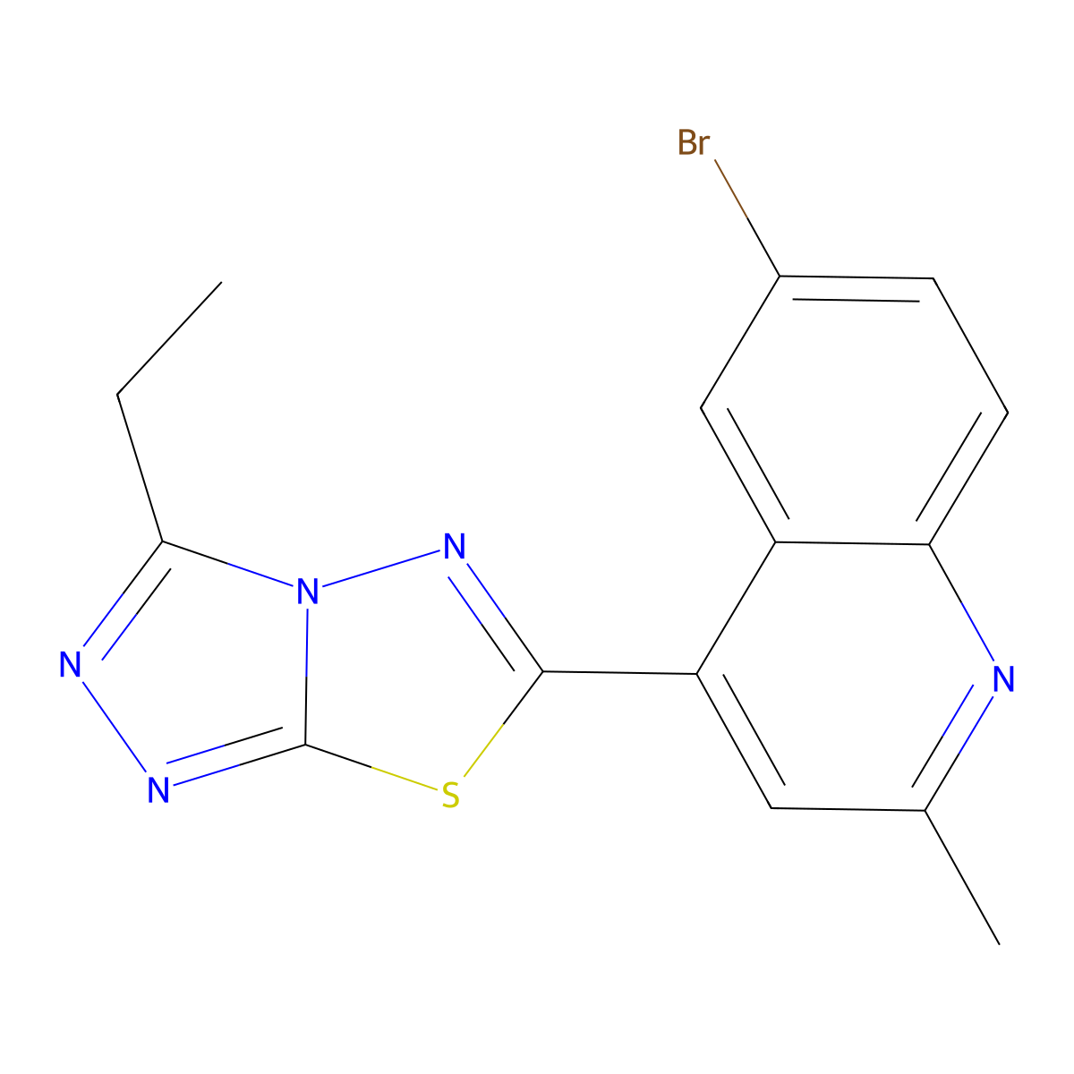 6-(6-Bromo-2-methylquinolin-4-yl)-3-ethyl-[1,2,4]triazolo[3,4-b][1,3,4]thiadiazole molecular structure, CAS 853754-13-9