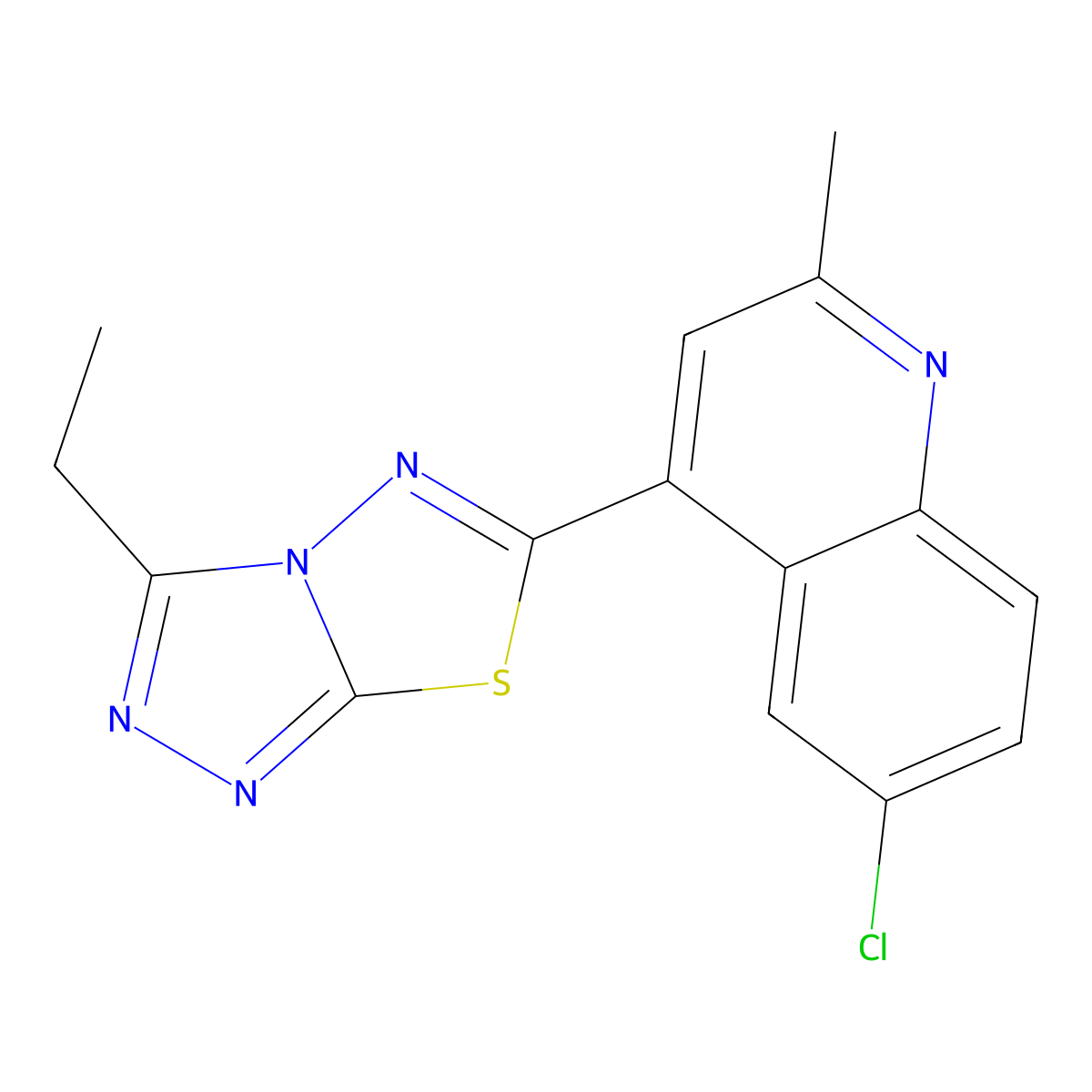 6-(6-Chloro-2-methylquinolin-4-yl)-3-ethyl-[1,2,4]triazolo[3,4-b][1,3,4]thiadiazole molecular structure, CAS 853754-14-0