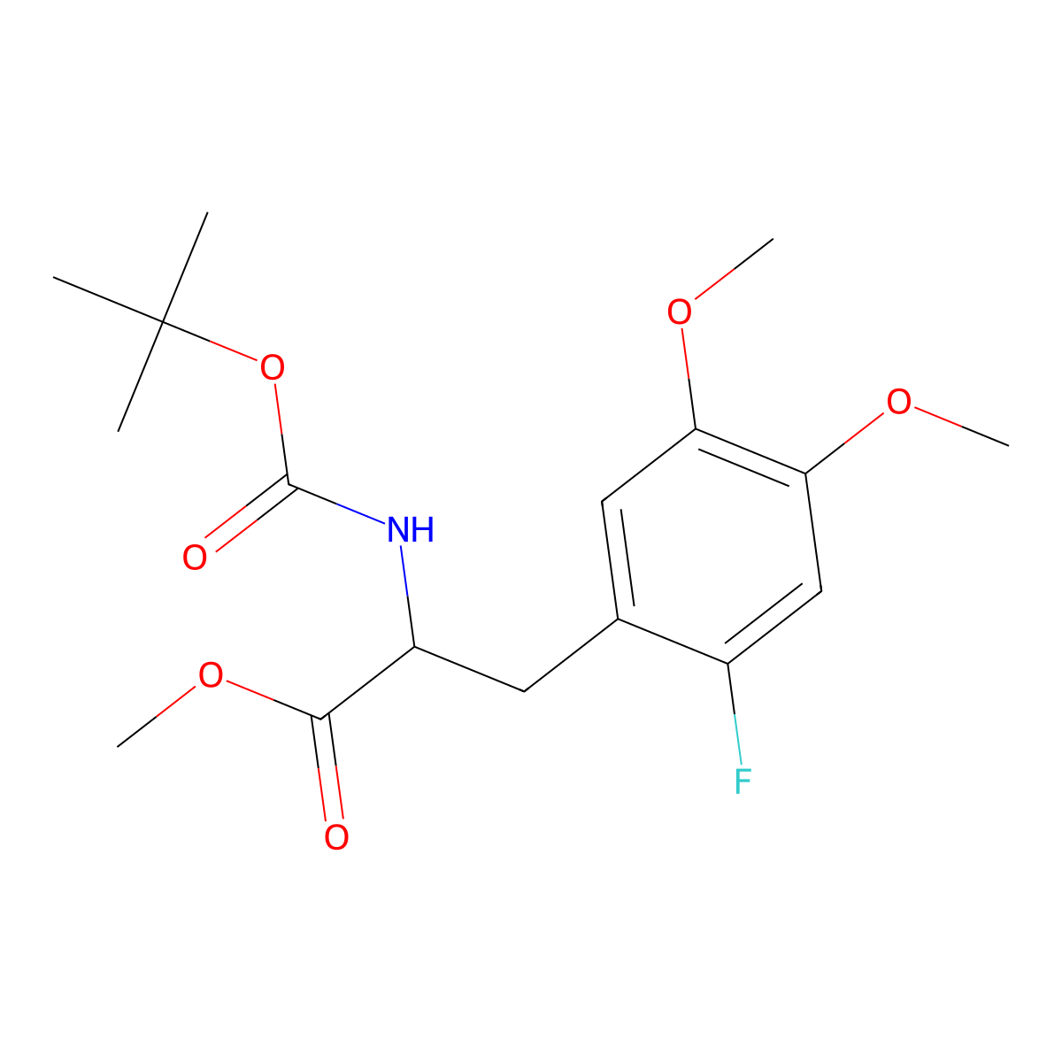 Methyl N-(tert-butoxycarbonyl)-2-fluoro-5-methoxy-O-methyl-L-tyrosinate molecular structure, CAS 853759-49-6