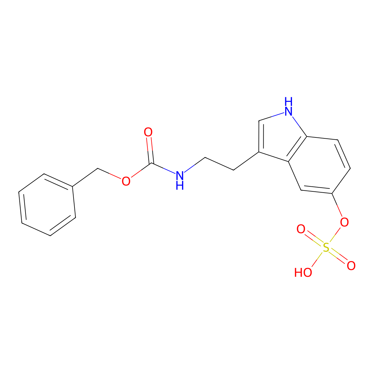 N-Benzyloxycarbonyl Serotonin O-Sulfate molecular structure, CAS 85376-01-8