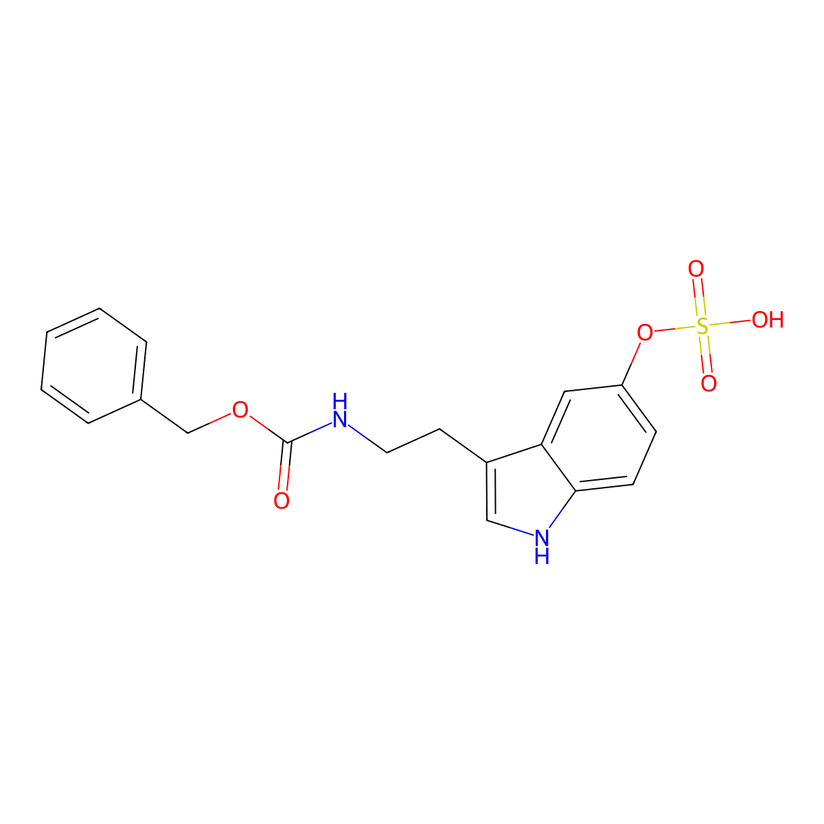 N-Benzyloxycarbonyl Serotonin O-Sulfate molecular structure, CAS 85376-01-8