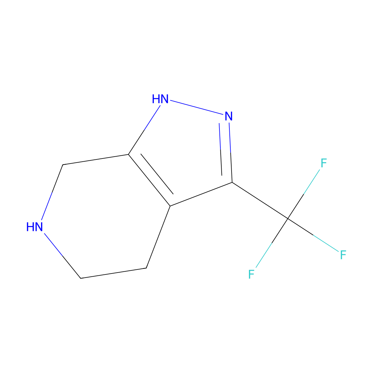 3-(trifluoromethyl)-4,5,6,7-tetrahydro-1H-pyrazolo[3,4-c]pyridine molecular structure, CAS 853784-21-1